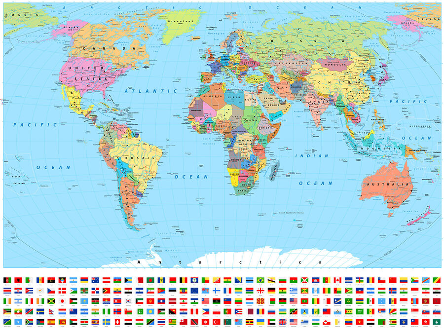 Mapa sveta s rôznymi vlajkami Mapa sveta s rôznymi vlajkami