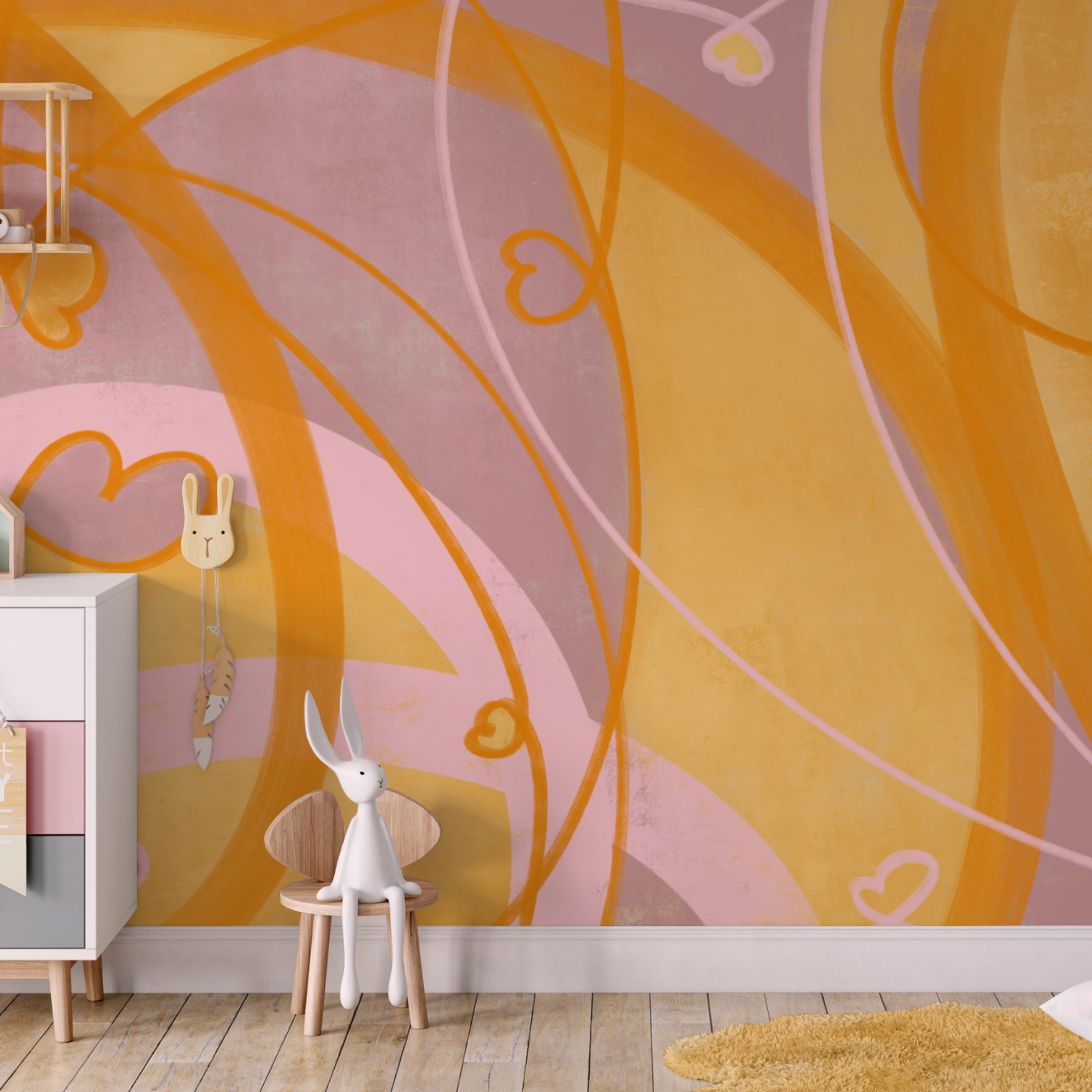 Žlté a ružové víry a srdiečka