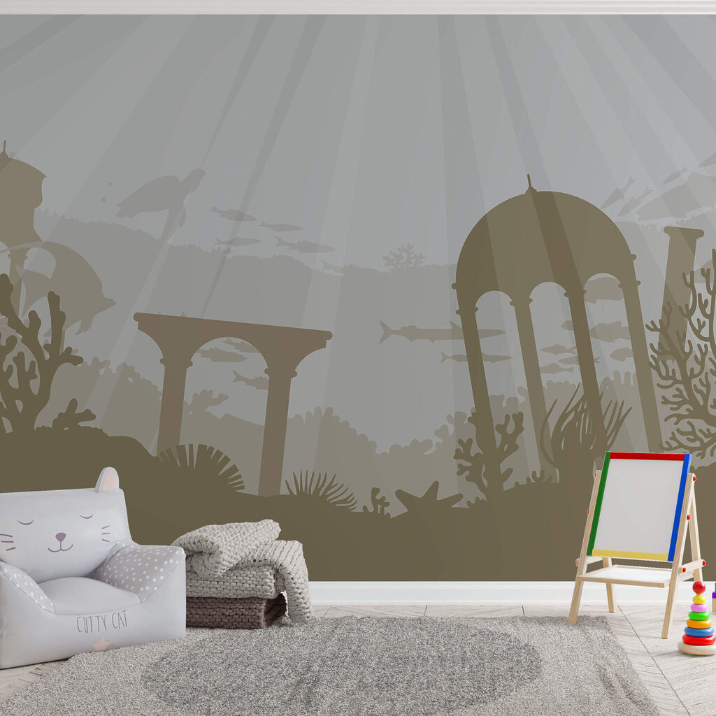 Silueta budovy pod vodou Silueta budovy pod vodou