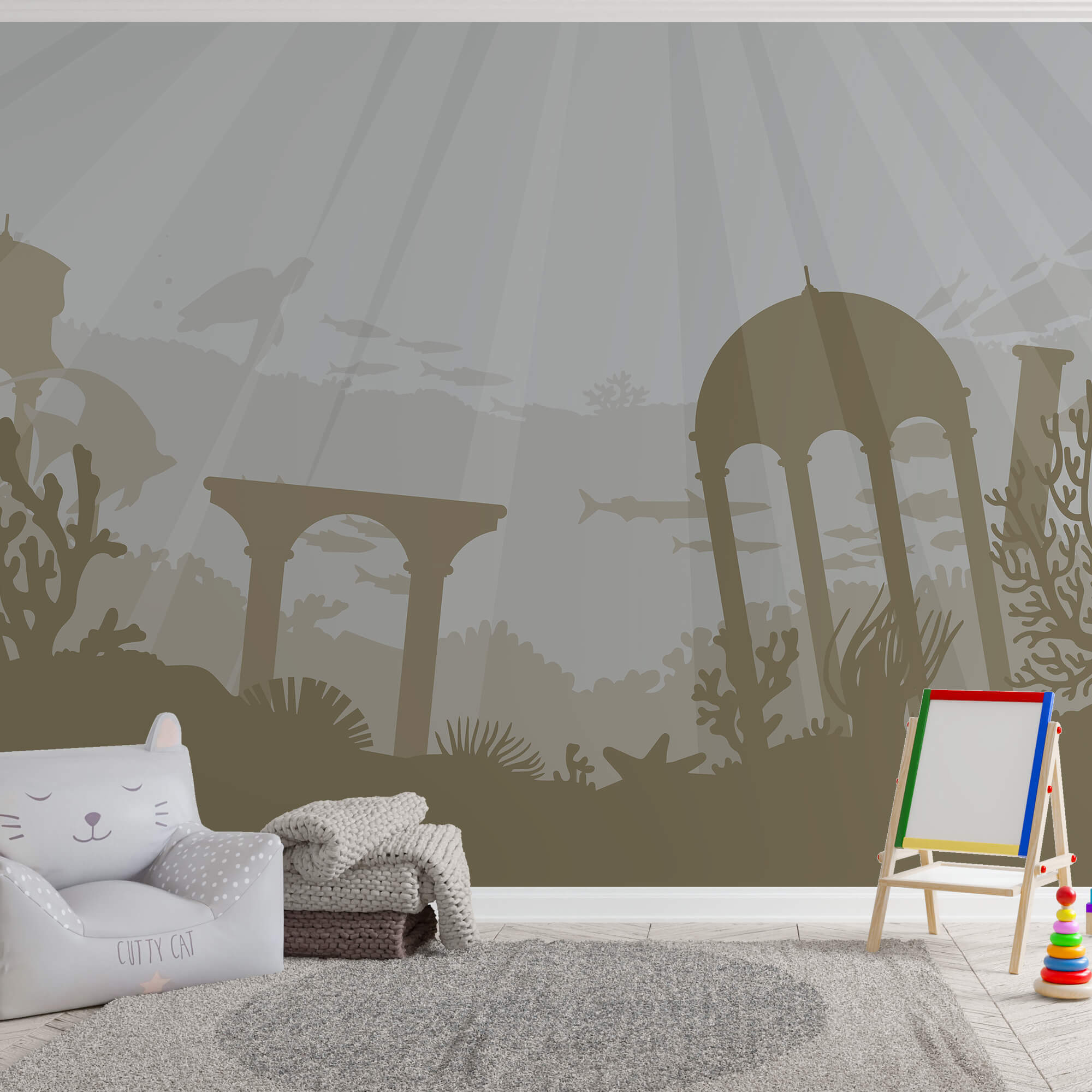 Silueta budovy pod vodou Silueta budovy pod vodou