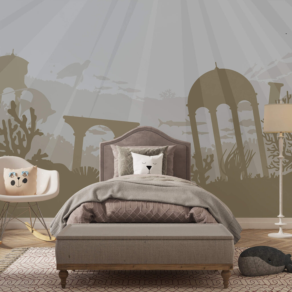 Silueta budovy pod vodou Silueta budovy pod vodou