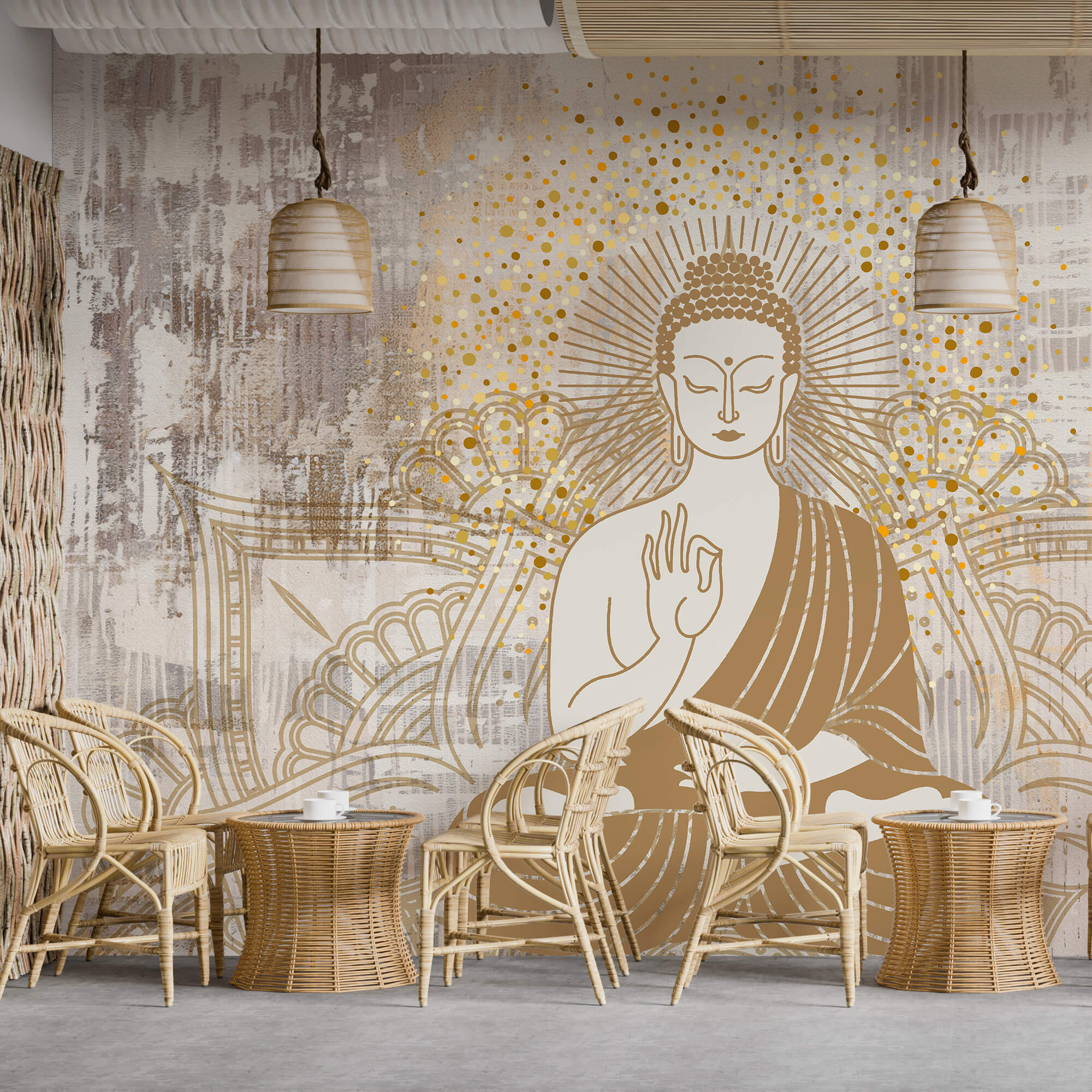 Maľba osoby sediacej v lotosovej pozícii Maľba osoby sediacej v lotosovej pozícii