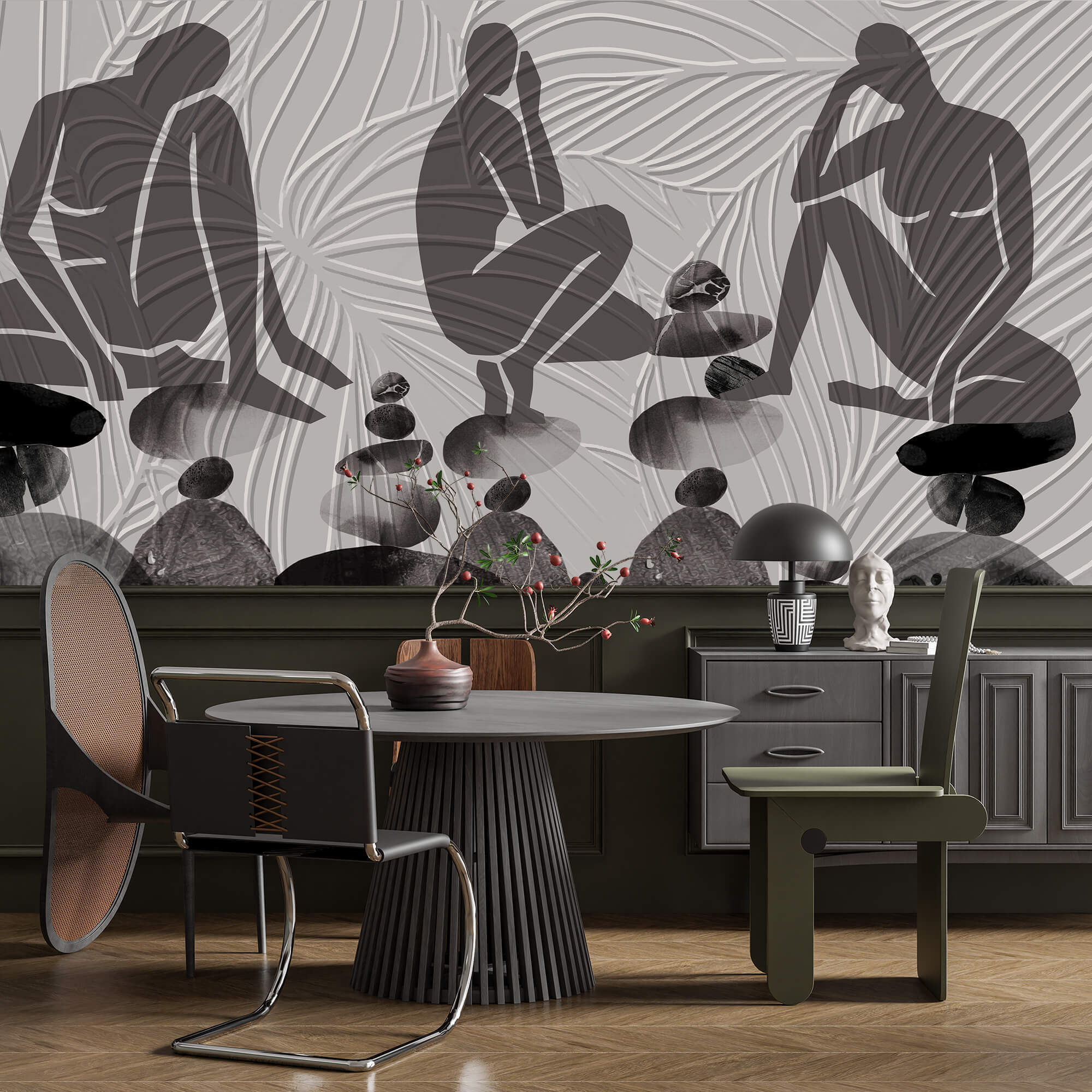 Skupina ľudí sediacich na skalách