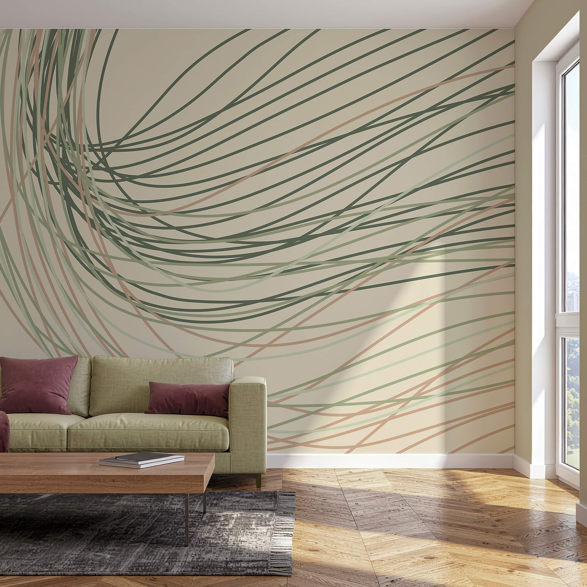 Plynúce línie v jemných pastelových tónoch