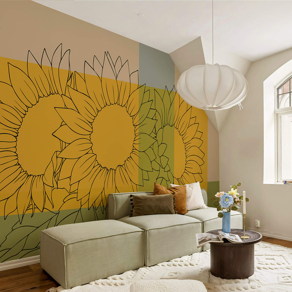 Skupina slnečníc s listami