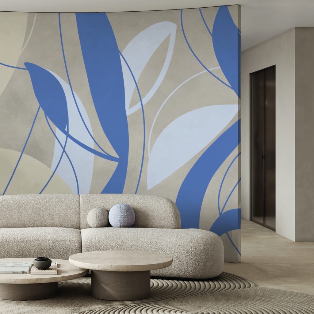 Modré a biele víry na sivom pozadí