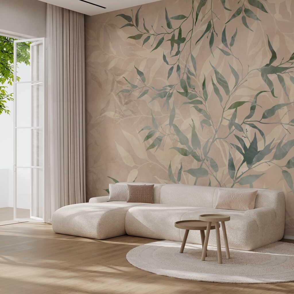 Vzor listov na béžovom pozadí Vzor listov na béžovom pozadí