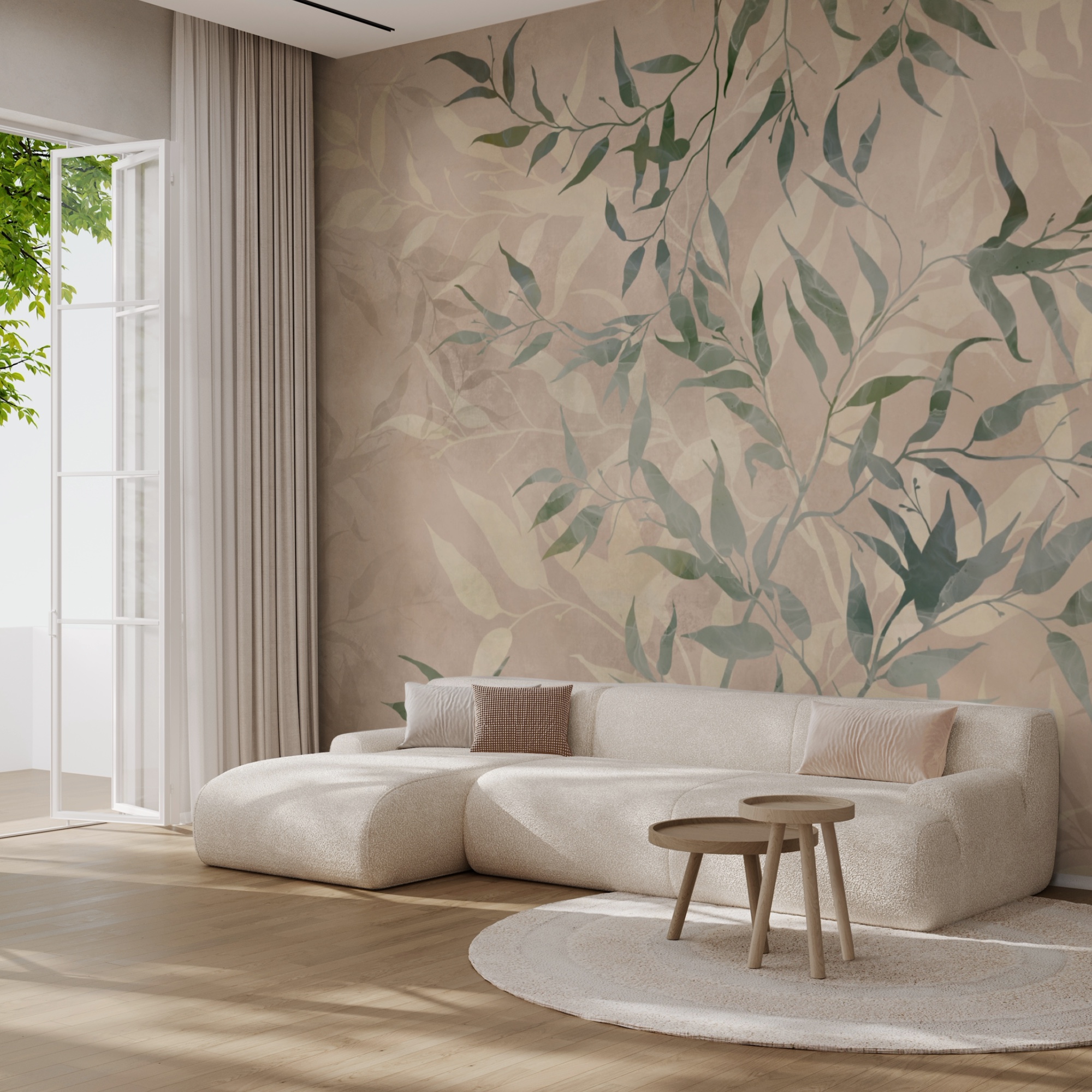 Vzor listov na béžovom pozadí Vzor listov na béžovom pozadí