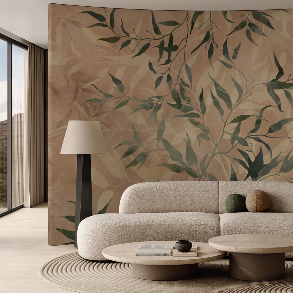 Prírodné lístie na textúrovanom pozadí