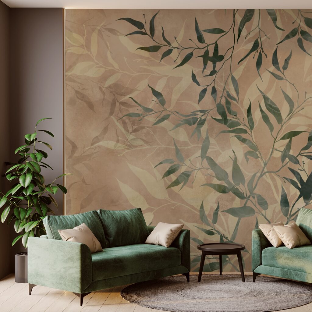 Prírodné lístie na textúrovanom pozadí