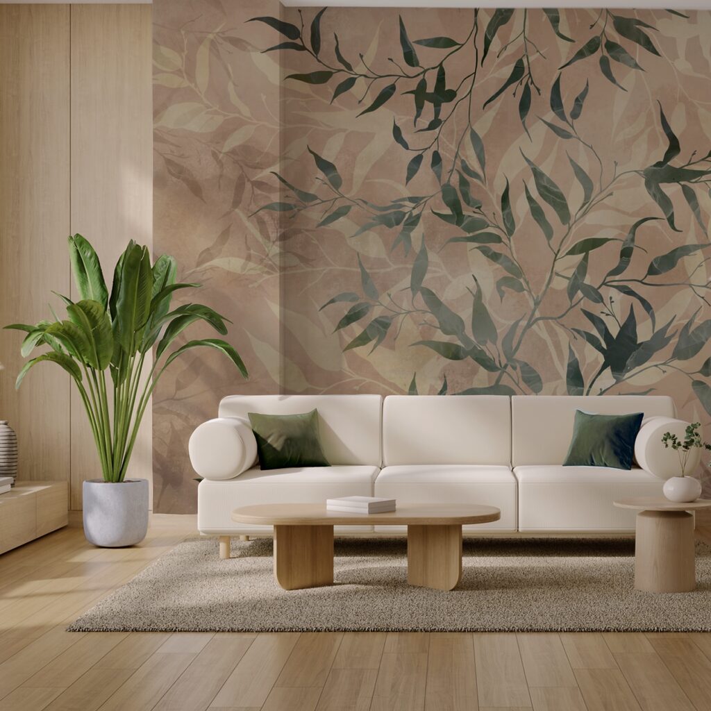 Prírodné lístie na textúrovanom pozadí