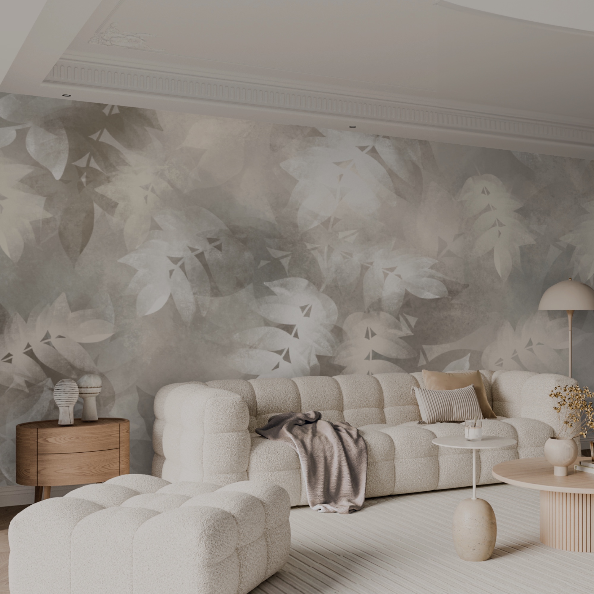 Sivé a biele pozadie s listami Sivé a biele pozadie s listami