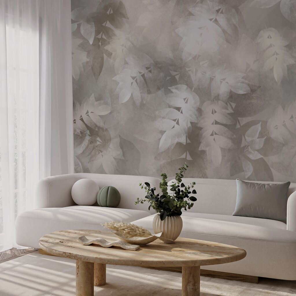 Sivé a biele pozadie s listami Sivé a biele pozadie s listami