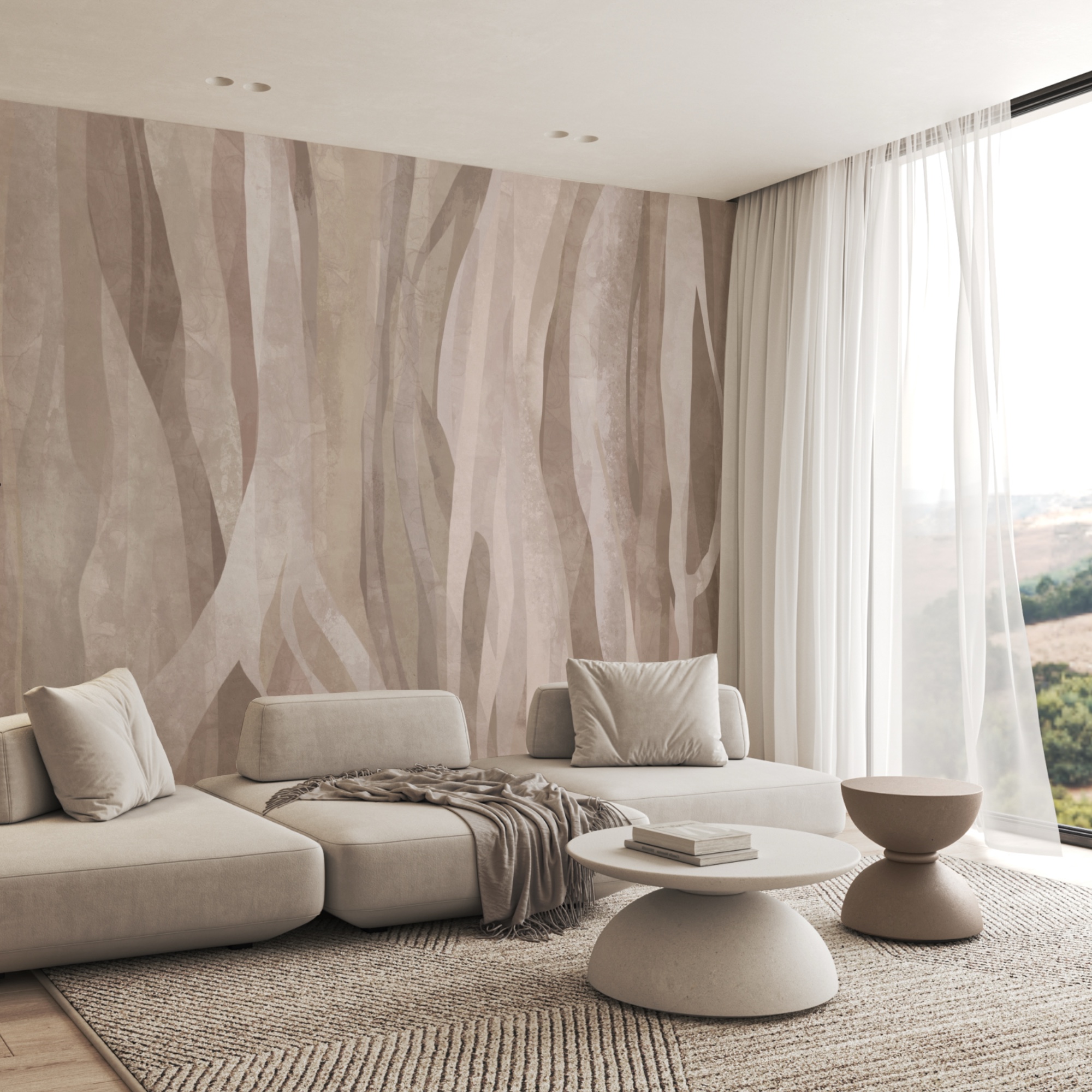 Abstraktné prírodné vzory v jemných odtieňoch