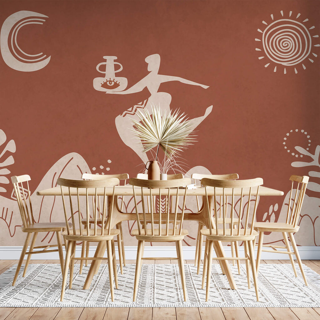 Kresba muža držiaceho hrniec a hrniec na hore