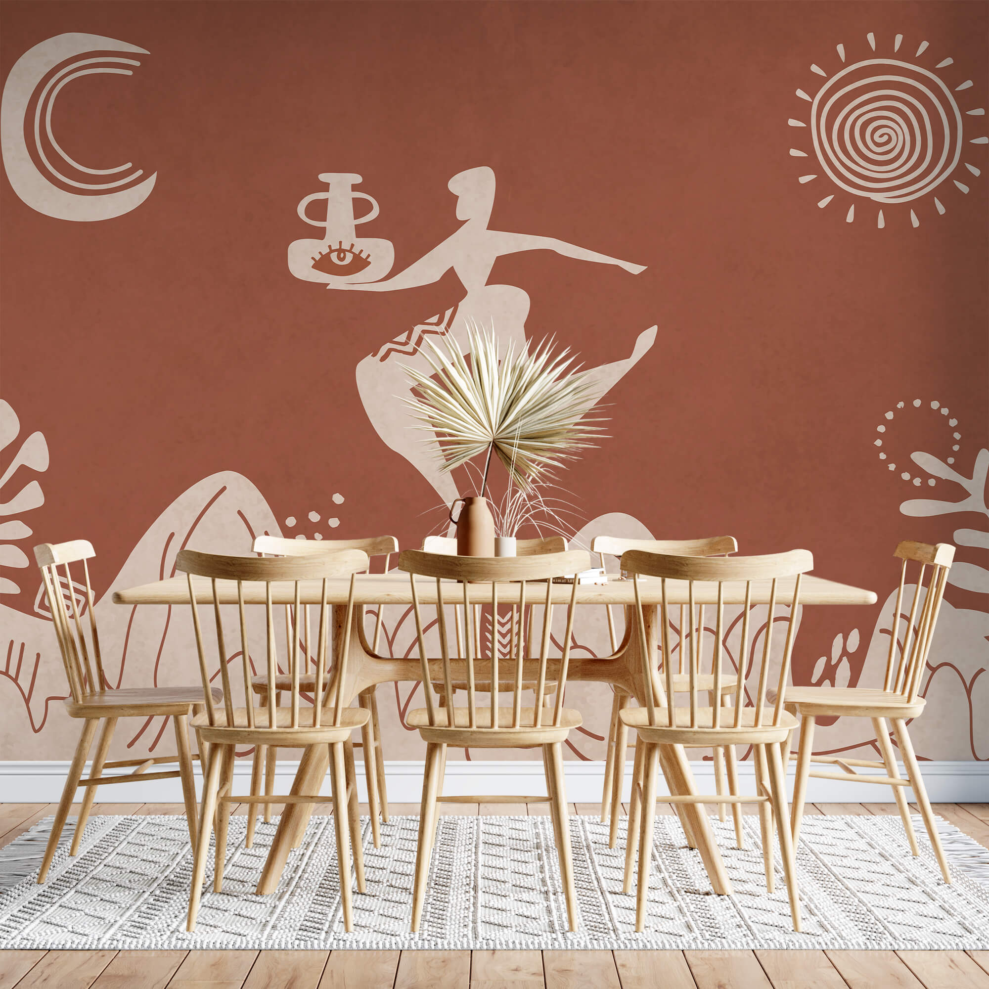 Kresba muža držiaceho hrniec a hrniec na hore