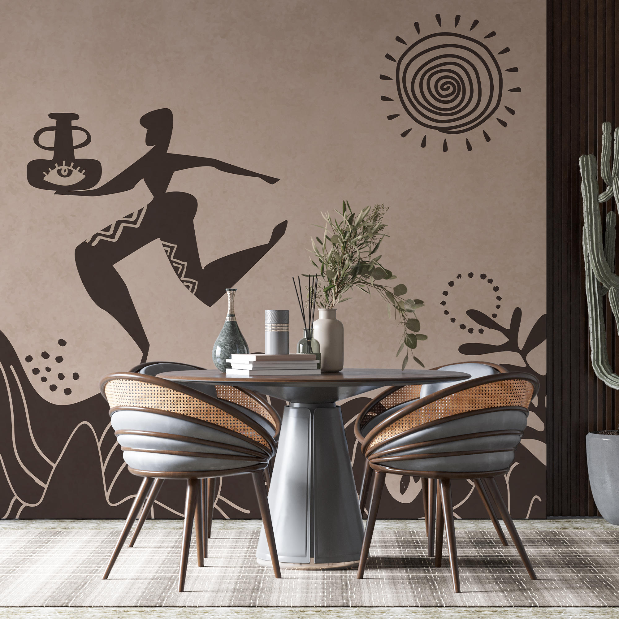 Kresba muža držiaceho hrniec a hrniec na hore Kresba muža držiaceho hrniec a hrniec na hore