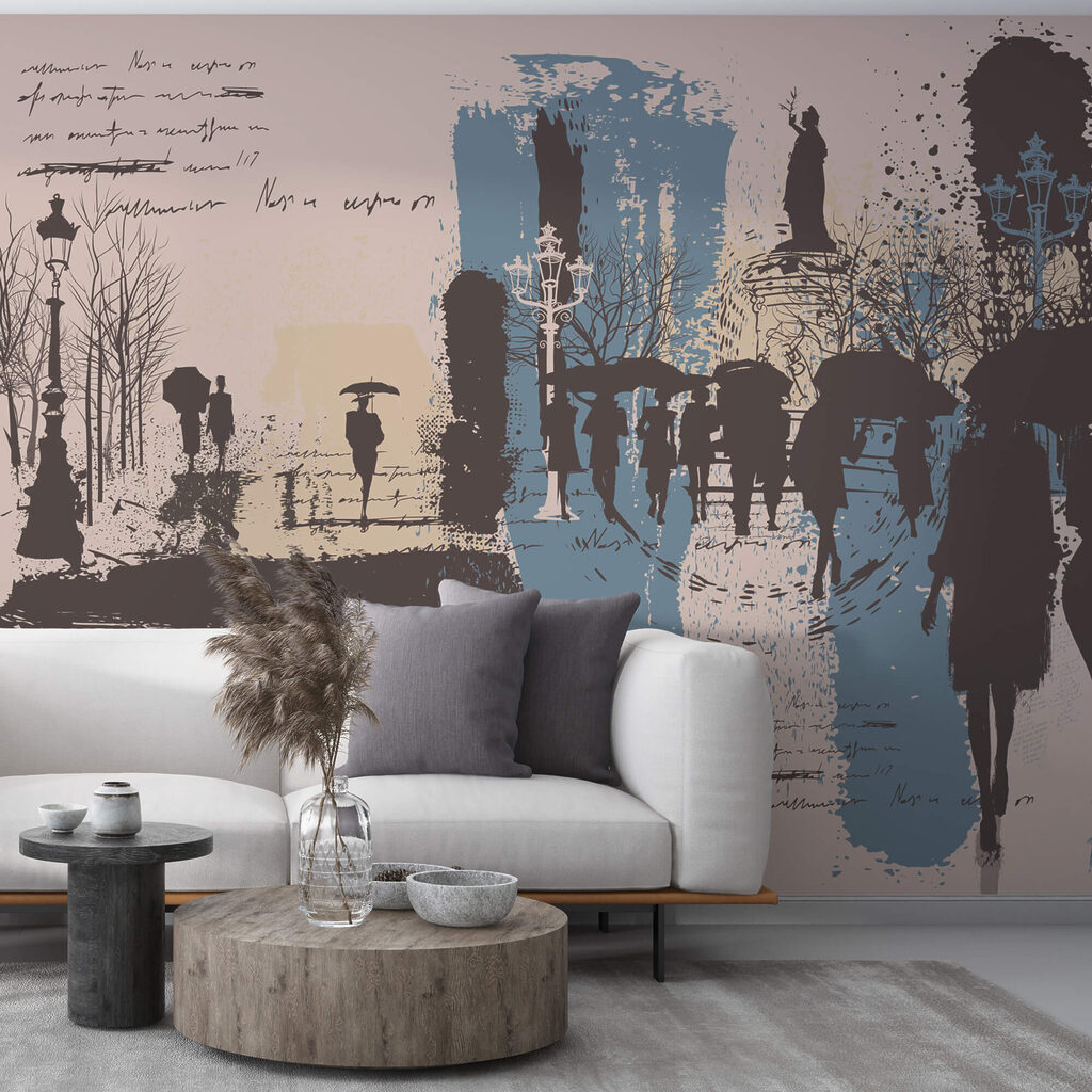 Skupina ľudí kráčajúcich s dáždnikmi