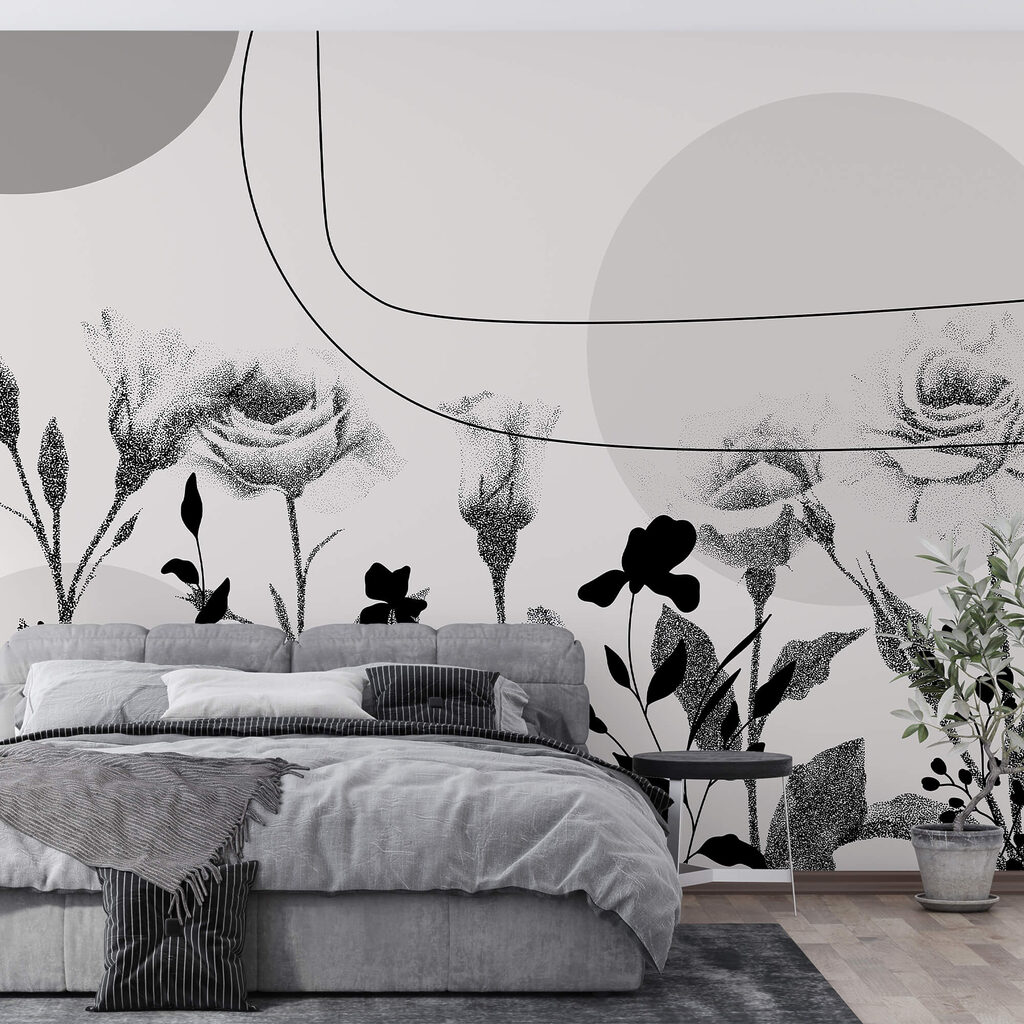 Čiernobiely obraz kvetov