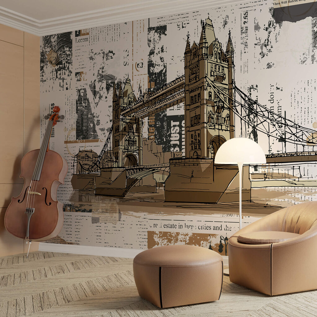 Kresba mosta cez rieku Kresba mosta cez rieku