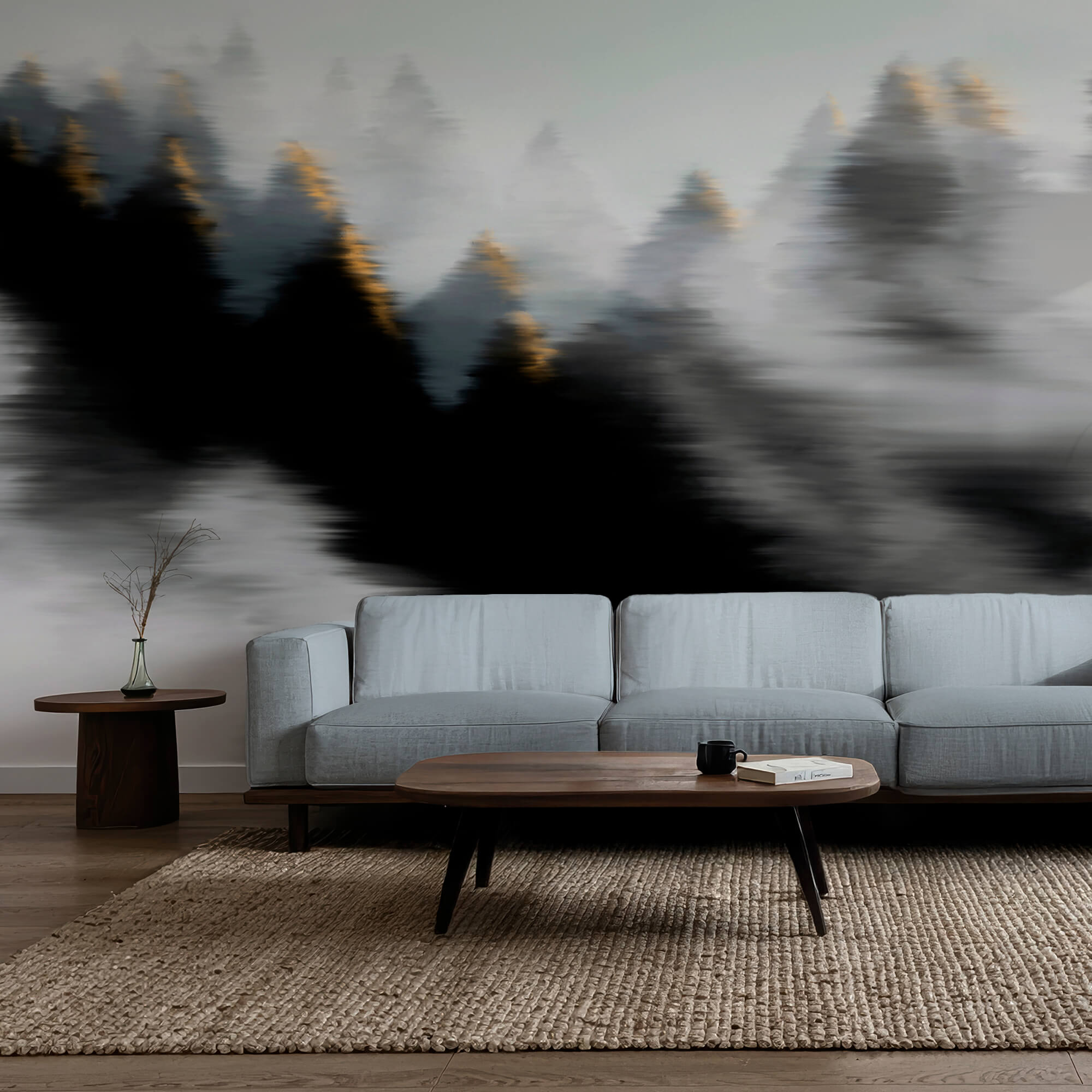 Hmlistý les so stromami