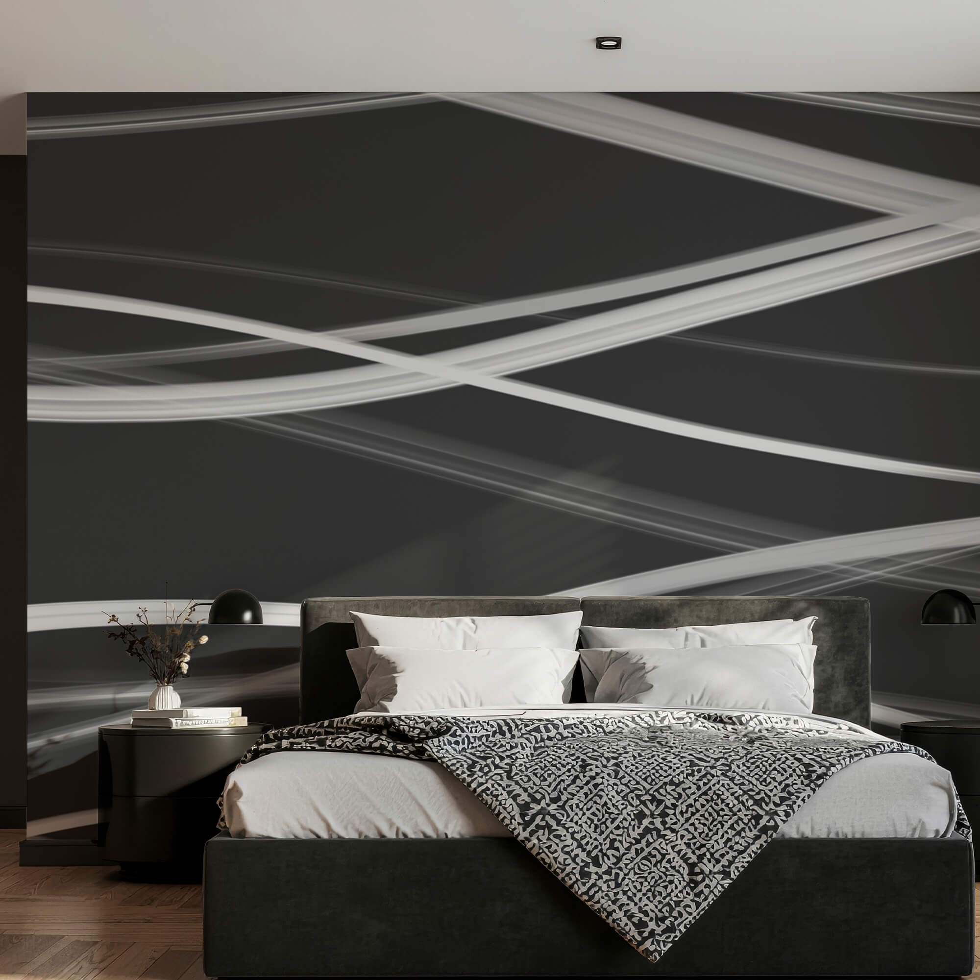 Biele čiary na čiernom pozadí