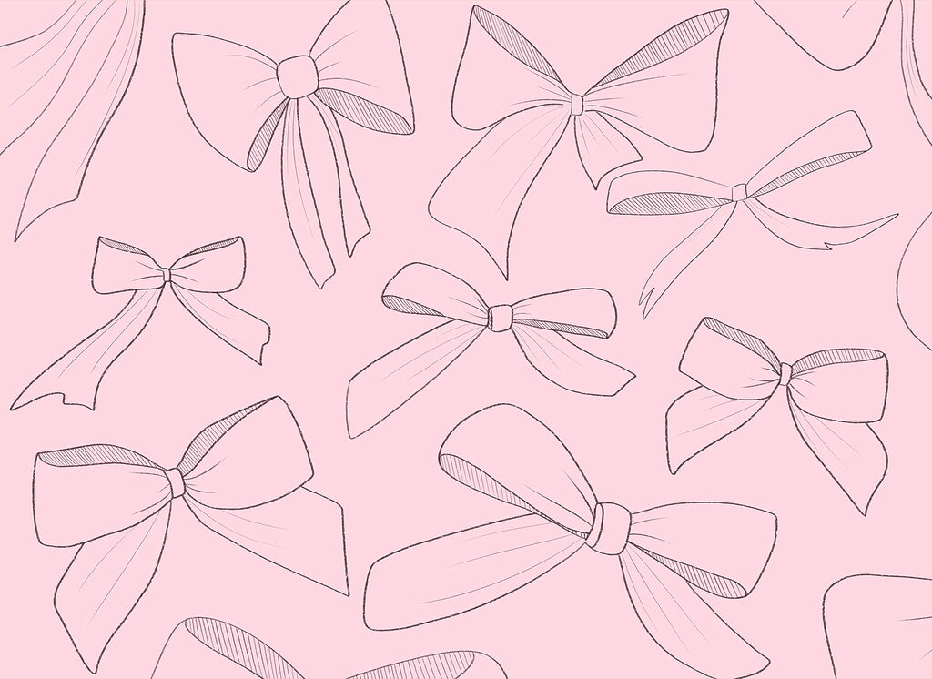 Pattern of bows on a pink background