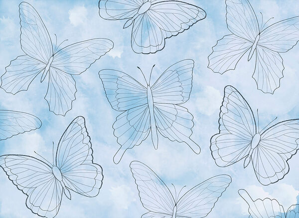 Pattern of butterflies on a blue background Pattern of butterflies on a blue background