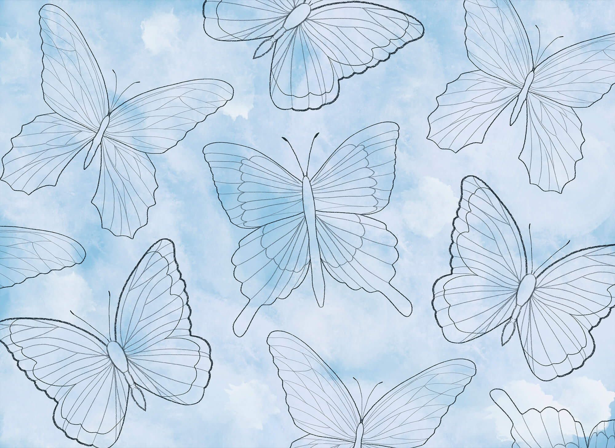 Pattern of butterflies on a blue background Pattern of butterflies on a blue background