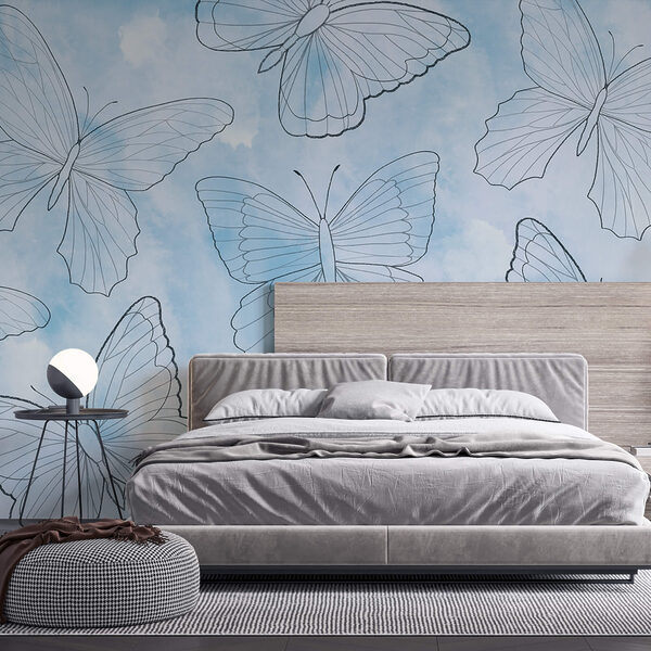 Vzor motýľov na modrom pozadí Vzor motýľov na modrom pozadí