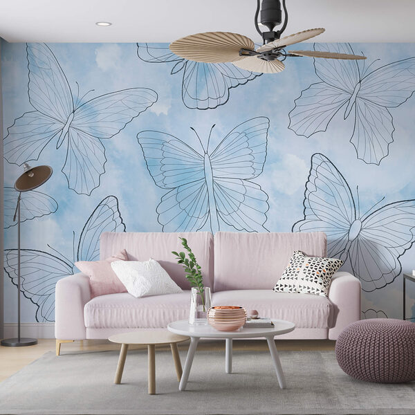 Vzor motýľov na modrom pozadí Vzor motýľov na modrom pozadí