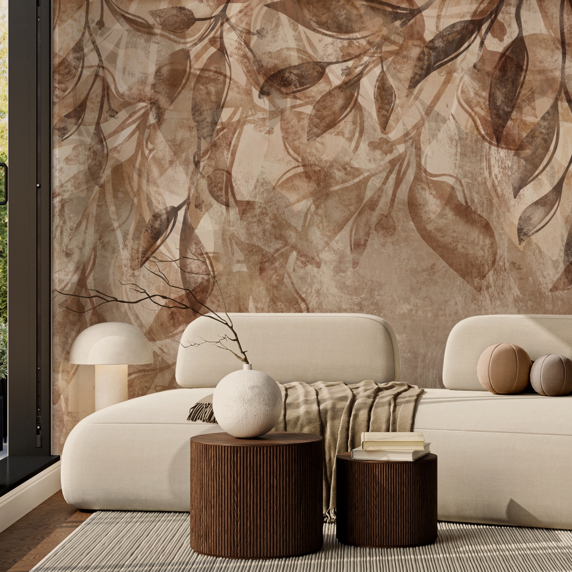 Hnedý a biely kvetinový vzor