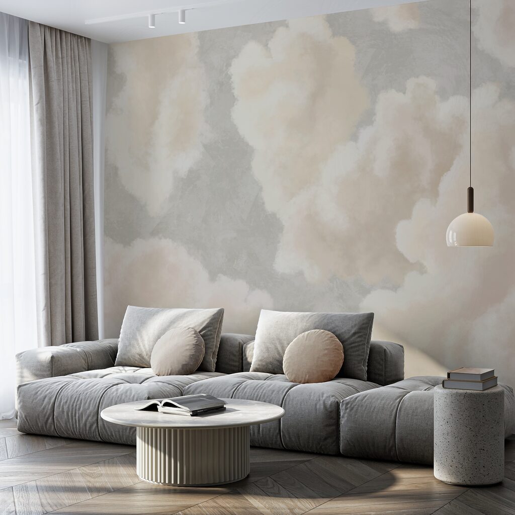 Mäkké oblaky plávajúce po pokojnej oblohe