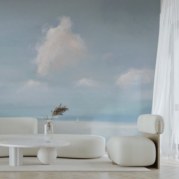 Plachetnica uprostred vodnej plochy Plachetnica uprostred vodnej plochy