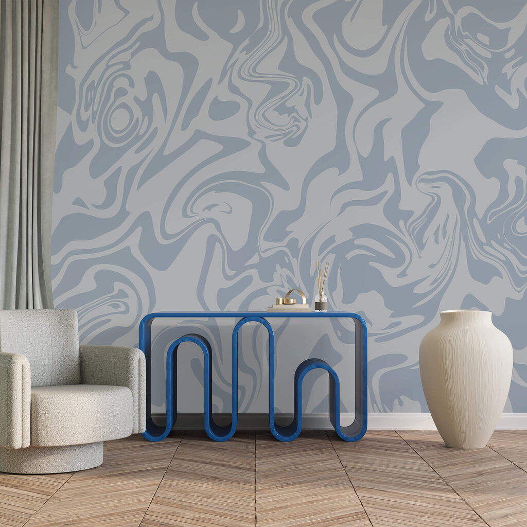 Vlny jemných modrých tónov víria