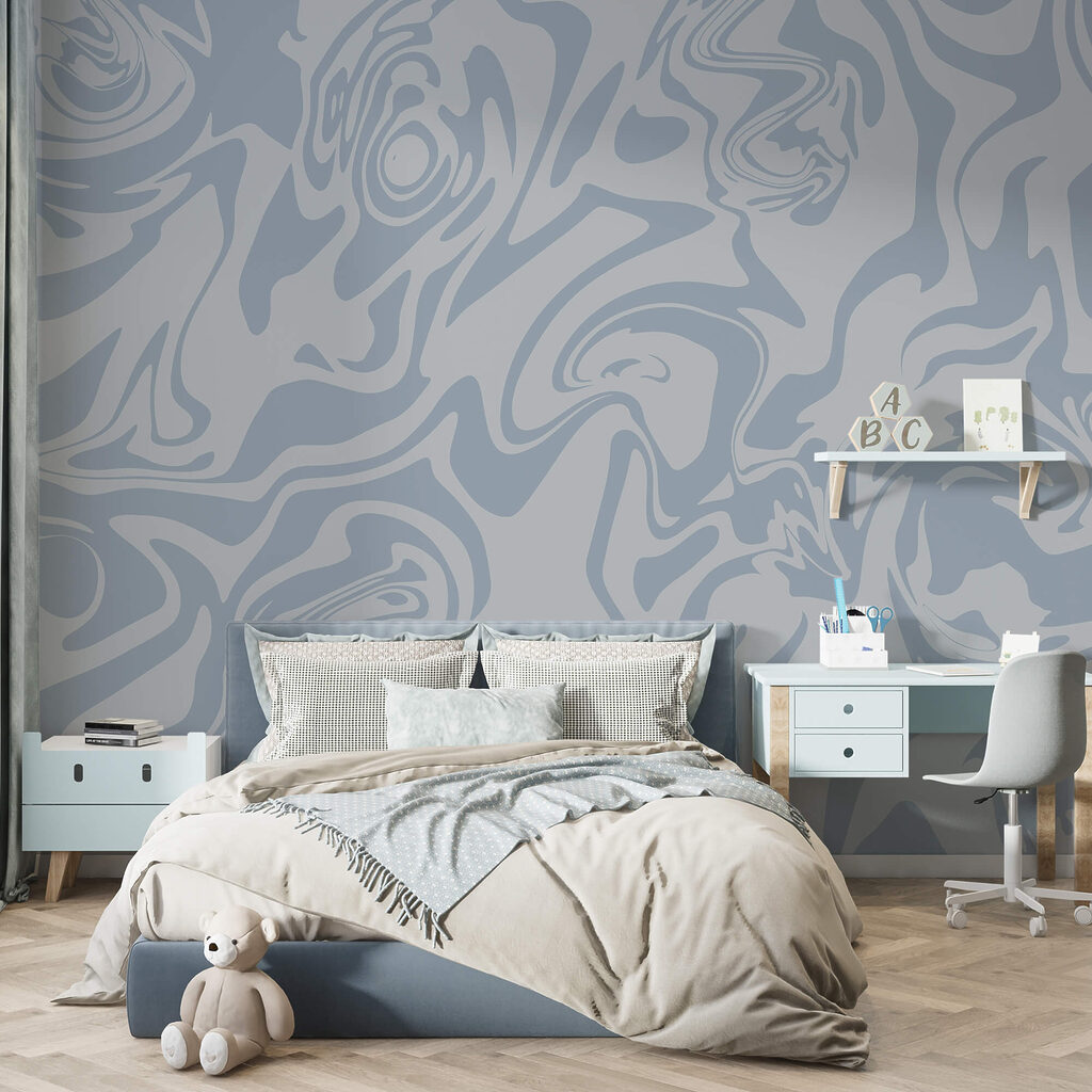 Vlny jemných modrých tónov víria