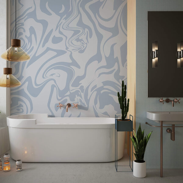 Vlny jemných modrých tónov víria