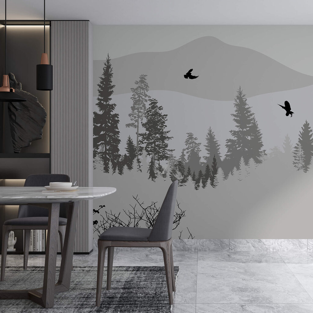 Vtáky letiace nad zasneženou horou