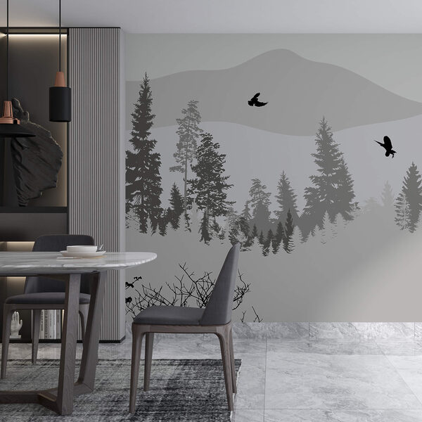 Vtáky letiace nad zasneženou horou