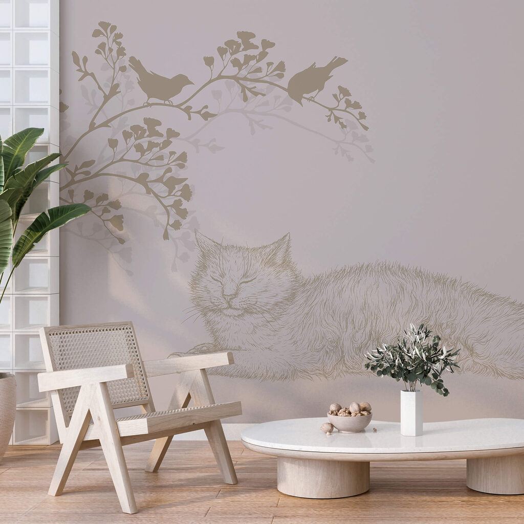 Mačka ležiaca na konári stromu