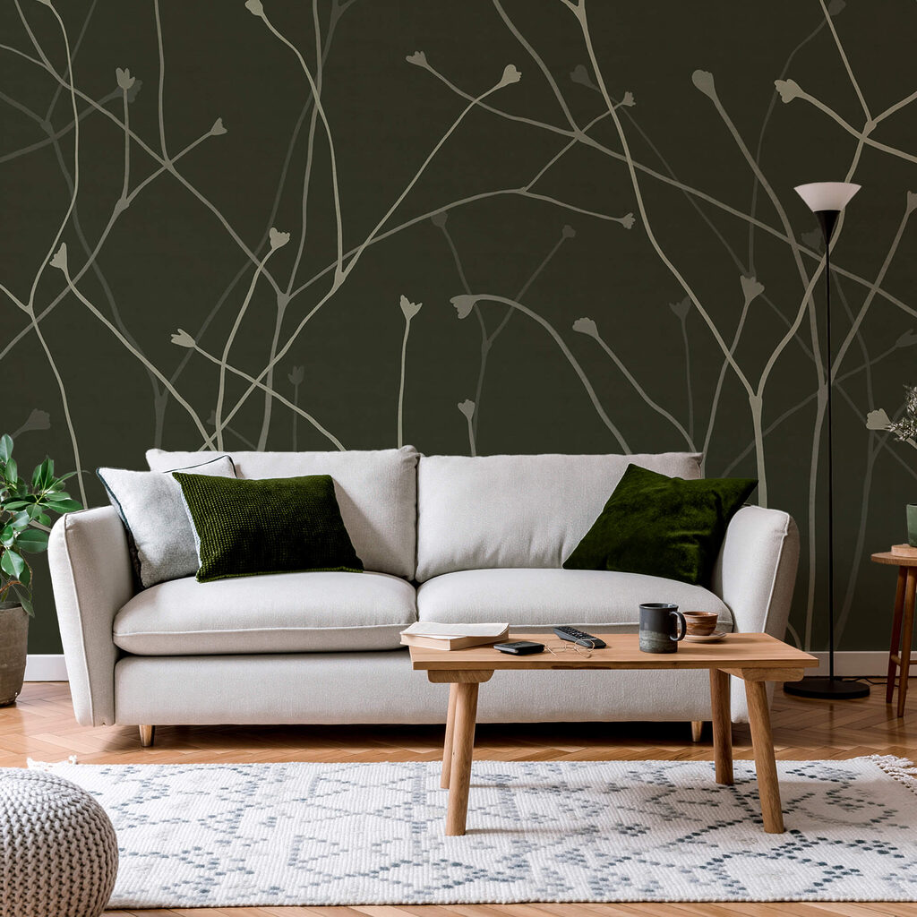 Jemné vetvy na tmavom pozadí