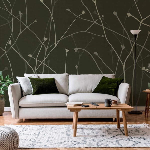 Jemné vetvy na tmavom pozadí