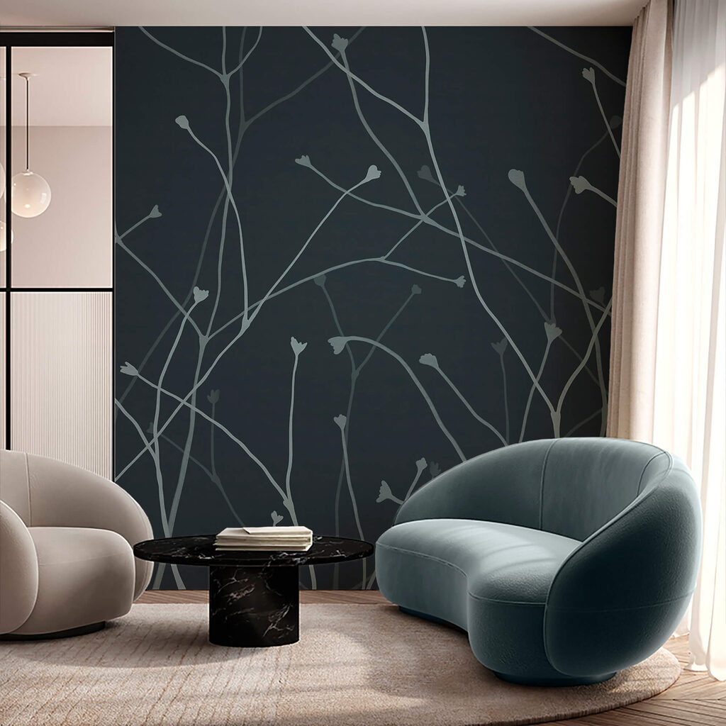 Jemné vetvy na tmavom pozadí