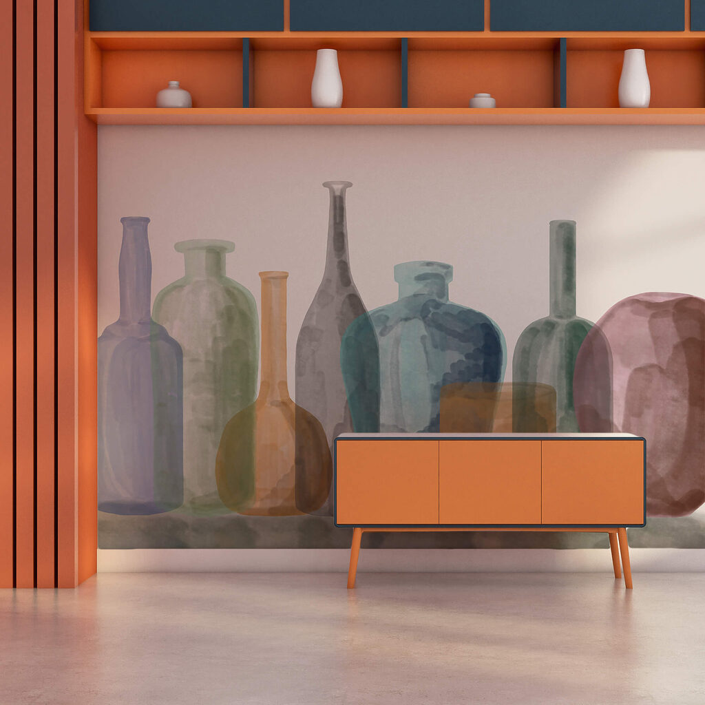 Skupina sklenených fliaš