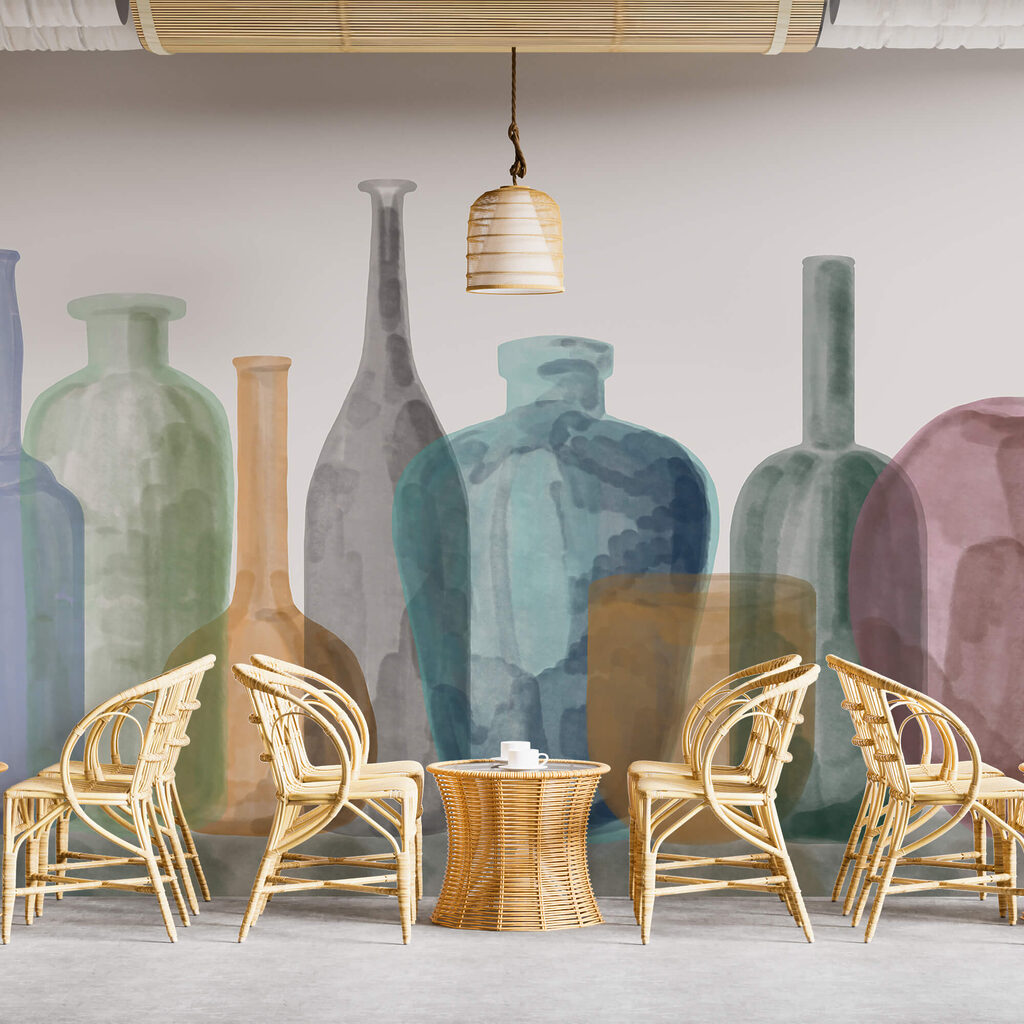 Skupina sklenených fliaš