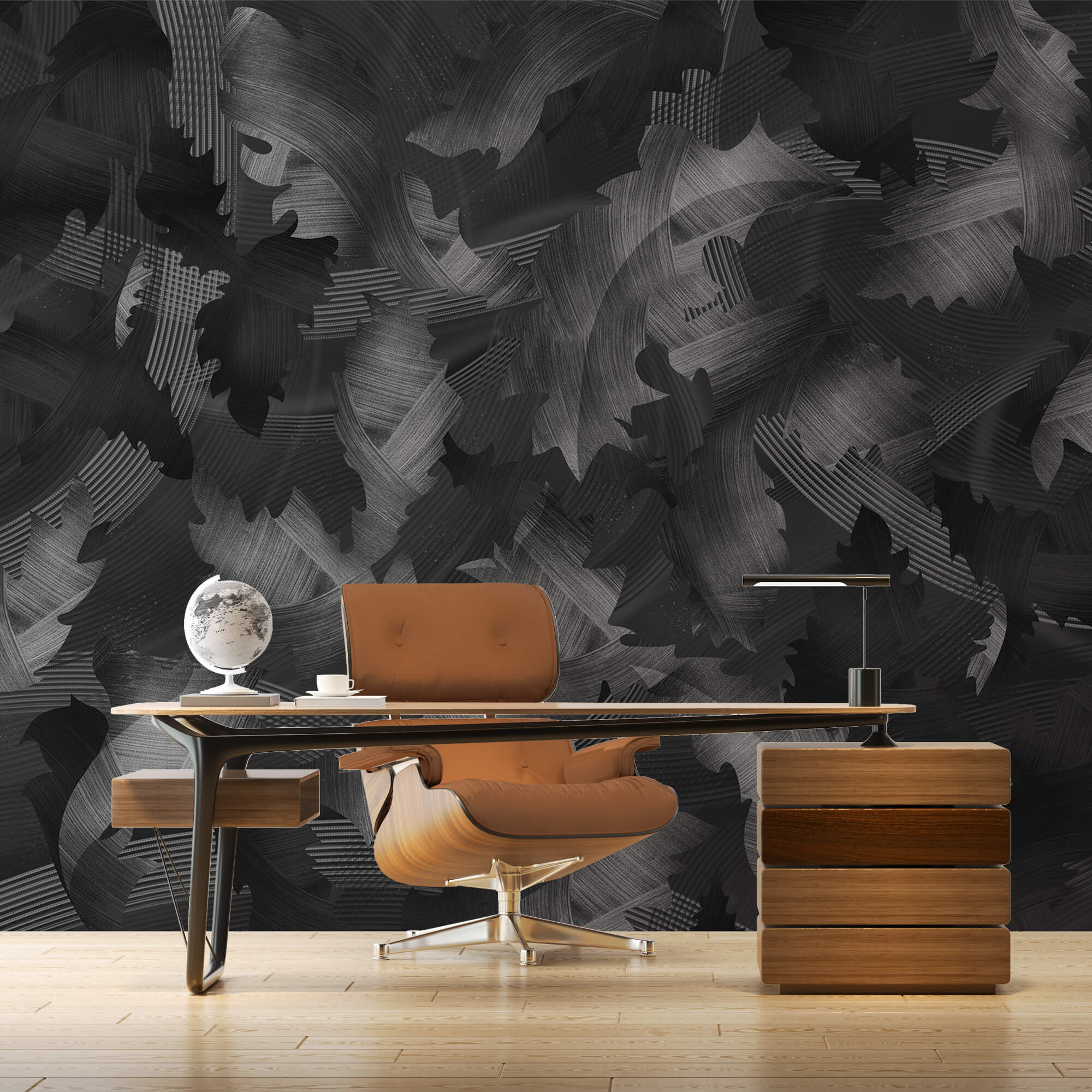 Čierno-biely vzor s listami