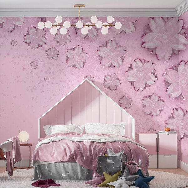 Ružové pozadie s kvetmi