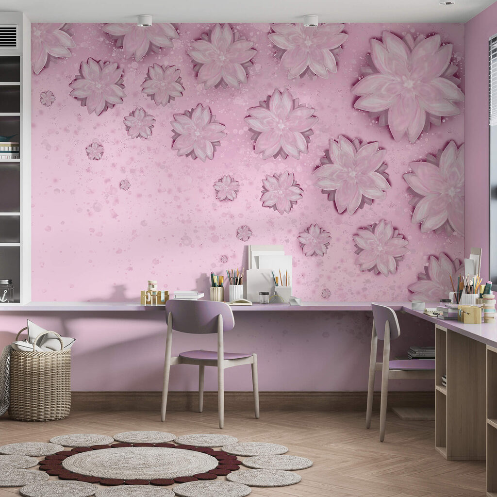 Ružové pozadie s kvetmi