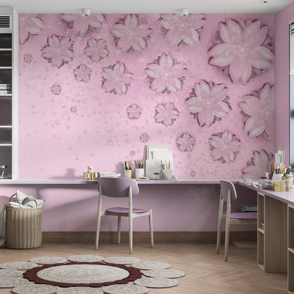 Ružové pozadie s kvetmi