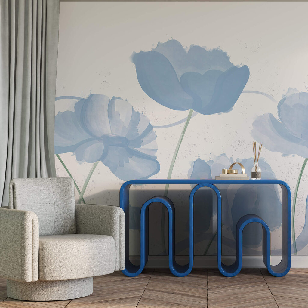 Jemné kvety v jemných modrých odtieňoch